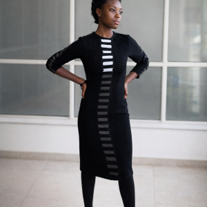 black dress - front detail (green)