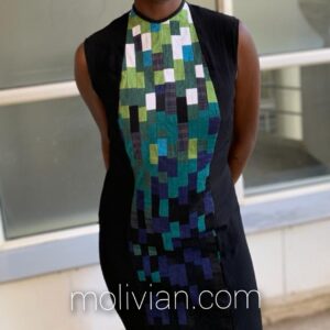 Molivian Wear Black/Green patchwork dress