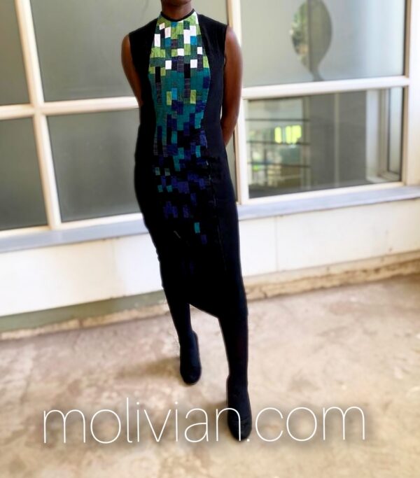 Molivian Wear Black/Green patchwork dress