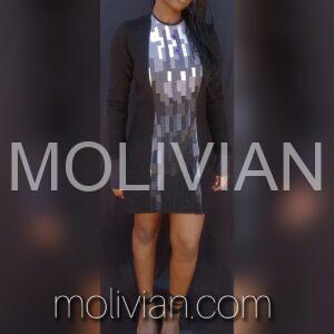 Long sleeved Black/grey patchwork dress